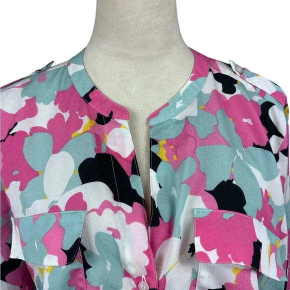 Calvin Klein colorful multi print top with long sleeves size XL - Picture 3 of 12